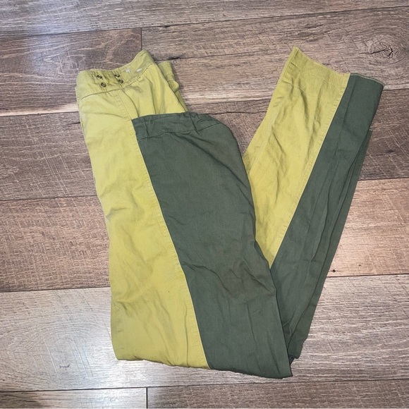 Penny Vintage Hippie Indie Sleaze Black Tan And Green Funky Fun Pants. C7 - Picture 2 of 4